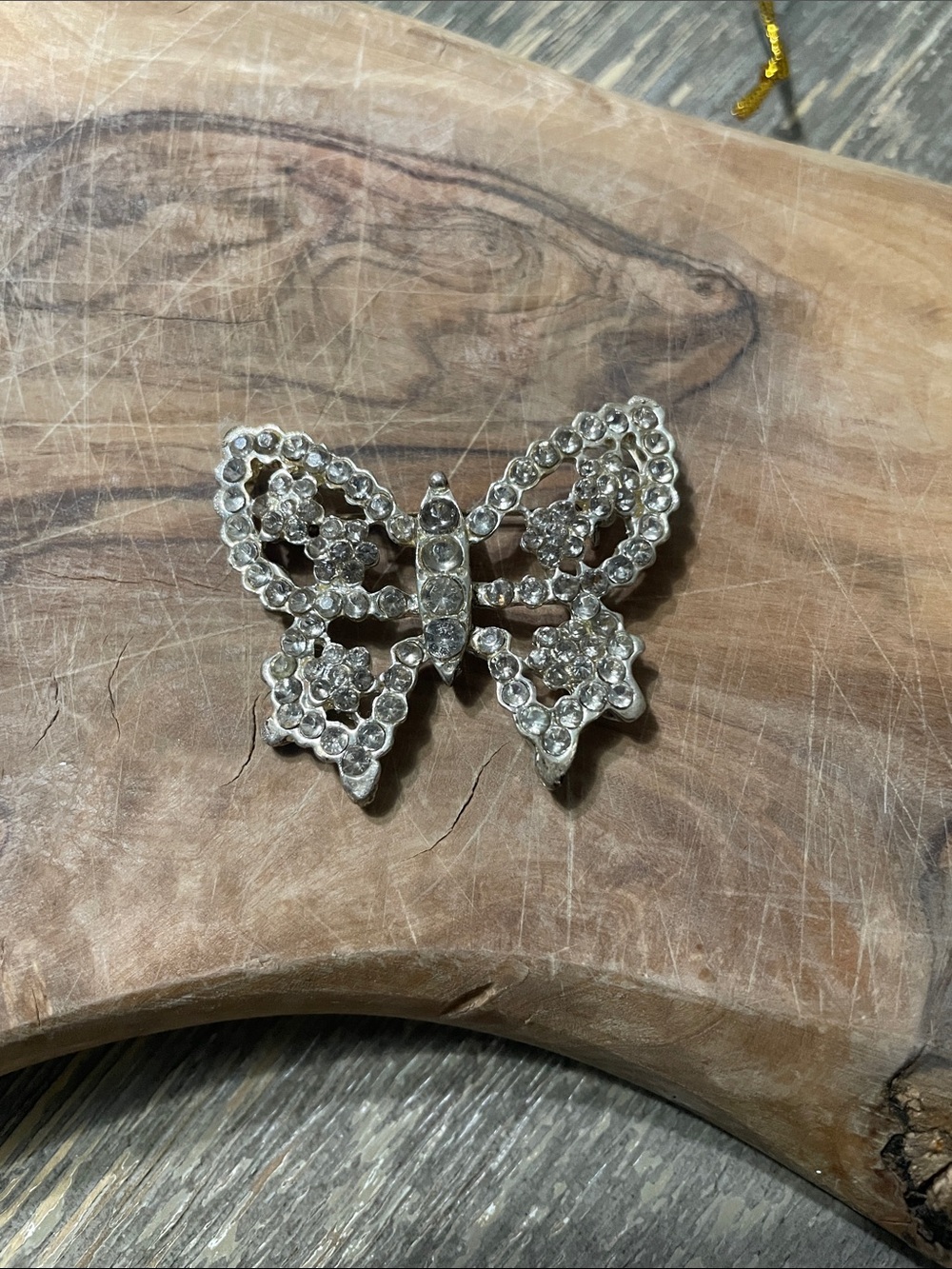 Silver Crystal Butterfly Brooch - Sparkling Accent